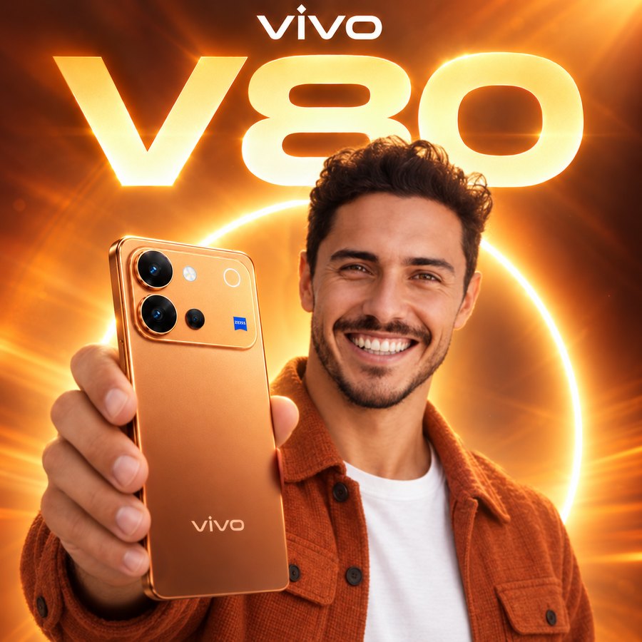 Example result: a person in the vivo V80 campaign, holding the phone